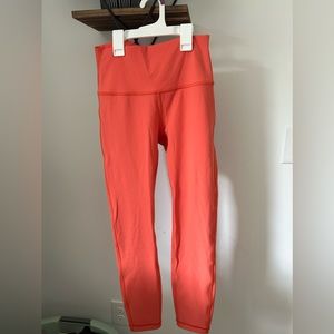 Lululemon Wunder Under HR Coral/Orange Leggings 28”